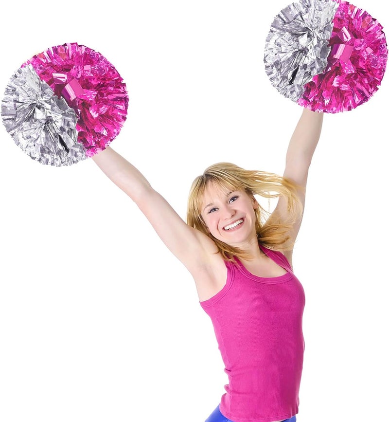 HOLENGS 4Pcs Upgraded 12inch Metallic Cheerleading Pom Poms, Cheerleader Pompoms Cheer Poms for Kids Adults, Cheering Squad Pompoms for School Sports Games Dance Party - Image 4